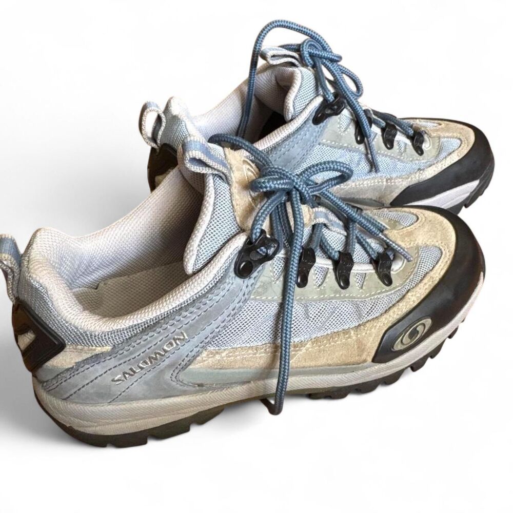 Salomon Blue and Gray Low Hiking Trail Shoes Women's 6.5